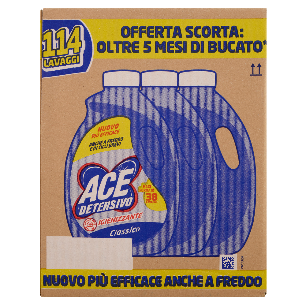 LAVATRICE LIQUIDO 114 LAVAGGI ace – igienizzante - 38 lavaggi x3