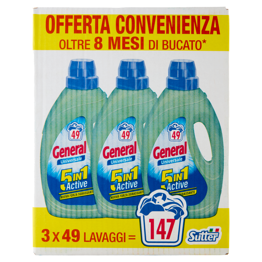 LAVATRICE LIQUIDO 8 MESI GENERAL – 2 profumazioni - 49 lavaggi x3